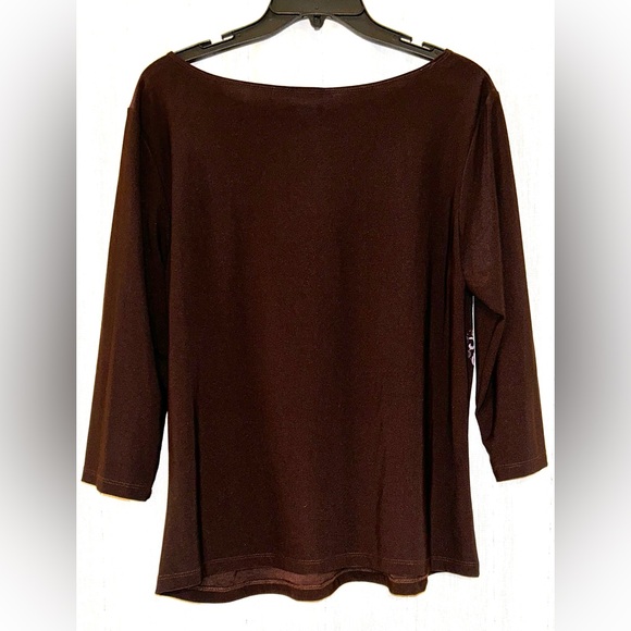 Perceptions Brown, 3/4 lengths sleeves, embellished top. Sz 1X - Picture 4 of 8